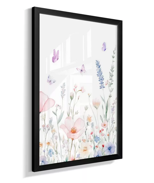 Quadro Infantil Decorativo Quarto Bebê Menina Jardim das Borboletas