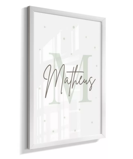 Quadro Decorativo Infantil Personalizado Nome e Inicial Verde