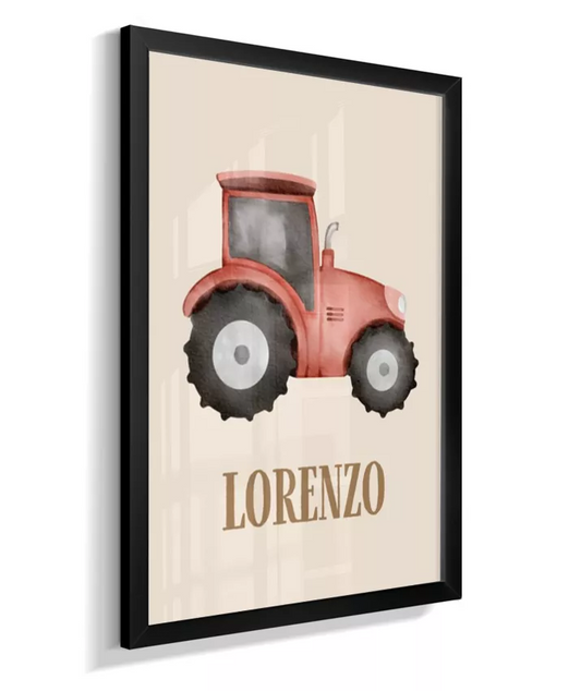 Quadro Infantil Quarto Bebê Trator Fazendinha Personalizado Nome