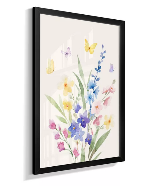 Quadro Infantil Quarto Bebê Menina Flores e Borboletas