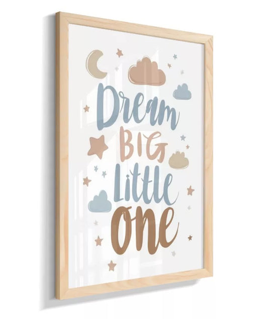 Kit 2 Quadros Infantil Quarto Bebê Menino Foguete Dream Big Little One