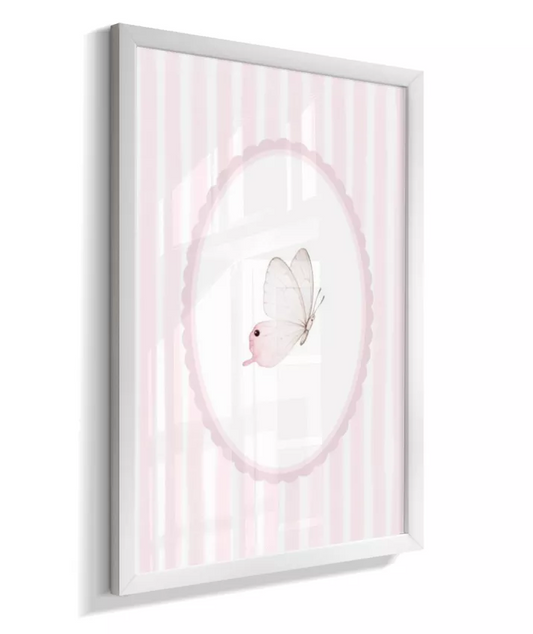Quadro Decorativo Infantil Quarto Bebê Menina Rosa Borboleta
