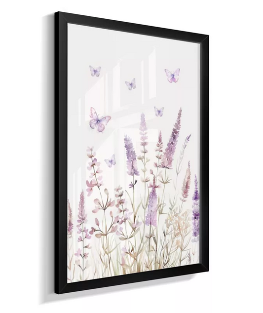 Quadro Infantil Decorativo Lavanda E Borboletas