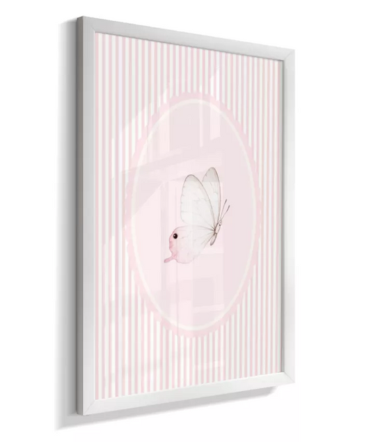 Quadro Decorativo Infantil Quarto Bebê Menina Rosa Borboleta Delicado