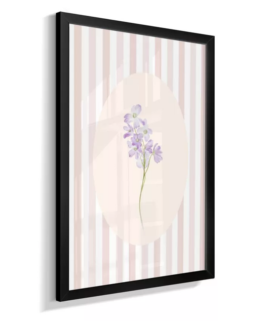 Quadro Infantil Quarto Bebê Menina Flores Listras Rosa