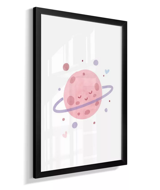 Quadro Quarto Bebê Infantil Planeta Rosa