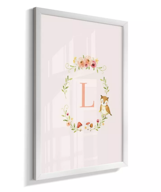 Quadro Quarto Bebê Infantil Personalizado Inicial Bosque encantado