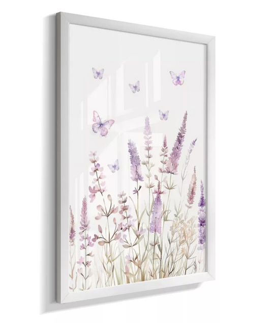 Quadro Infantil Decorativo Lavanda E Borboletas