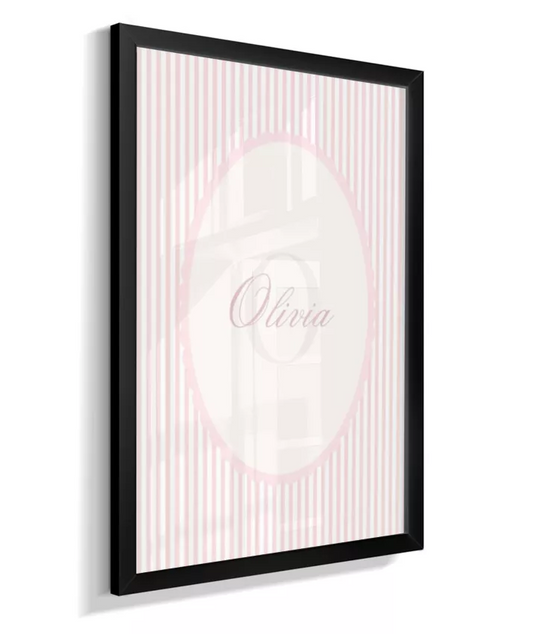 Quadro Decorativo Infantil Quarto Bebê Menina Rosa Delicado Listas Nome Personalizado