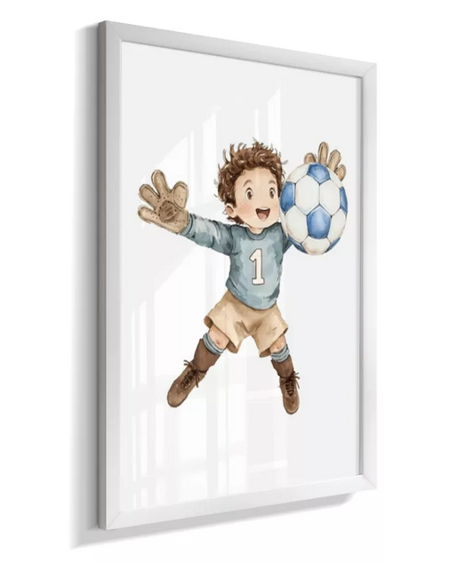 Quadro Infantil Menino Goleiro Futebol