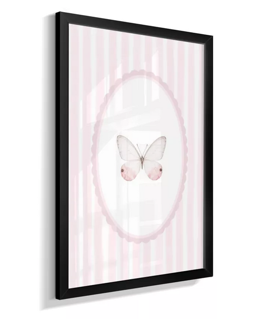 Quadro Decorativo Infantil Quarto Bebê Menina Rosa Delicado Borboleta