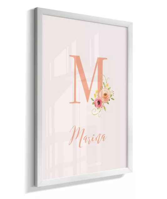 Quadro Quarto Bebê Infantil Personalizado Inicial Nome