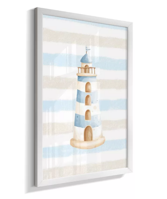 Quadro Infantil Decorativo Quarto Bebê Ursinho Marinho Farol