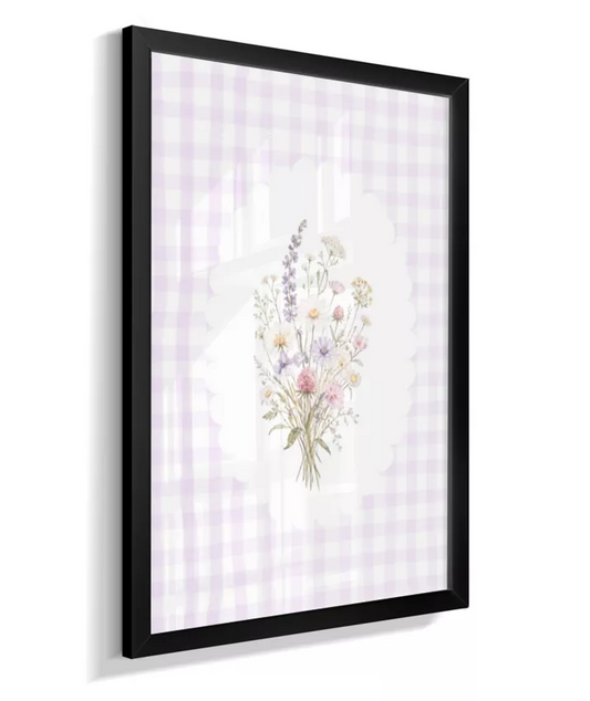 Quadro Infantil Bebê Menina Floral Lilás