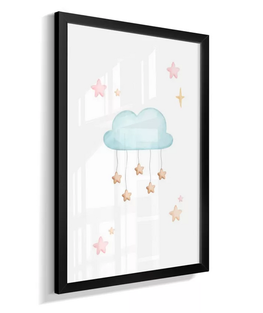 Quadro Quarto Bebê Infantil Nuvem de Estrelas