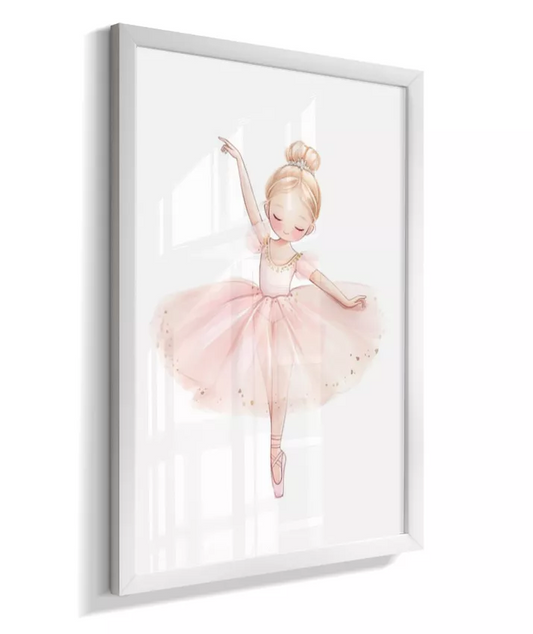 Kit 2 Quadros Infantil Quarto Bebê Menina Bailarina Ballet Personalizado Nome e Inicial