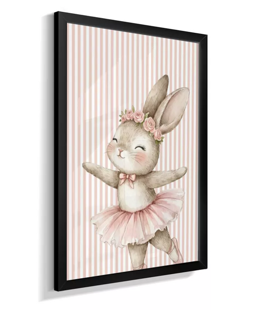 Quadro Decorativo Infantil Quarto Bebê Menina Coelhinha Bailarina