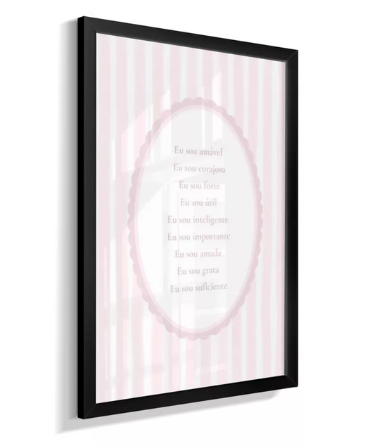 Quadro Infantil Quarto Bebê Menina Rosa Decorativo Palavras de Afirmação