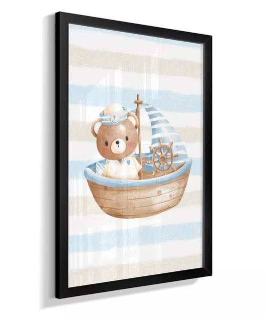 Quadro Infantil Decorativo Quarto Bebê Menino Ursinho Marinheiro