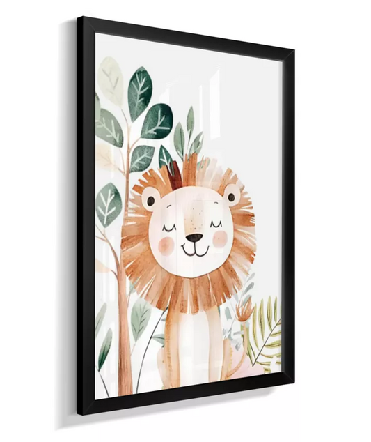 Quadro Infantil Decorativo Quarto Bebê Safari Leão