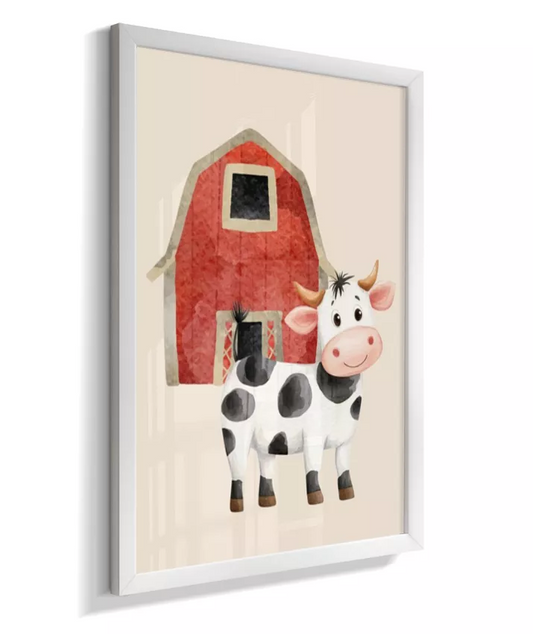 Quadro Infantil Quarto Bebê Vaca Fazendinha