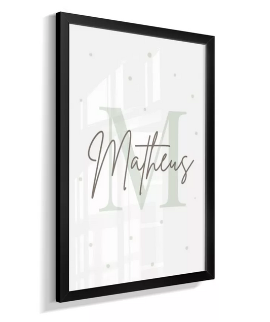 Quadro Decorativo Infantil Personalizado Nome e Inicial Verde