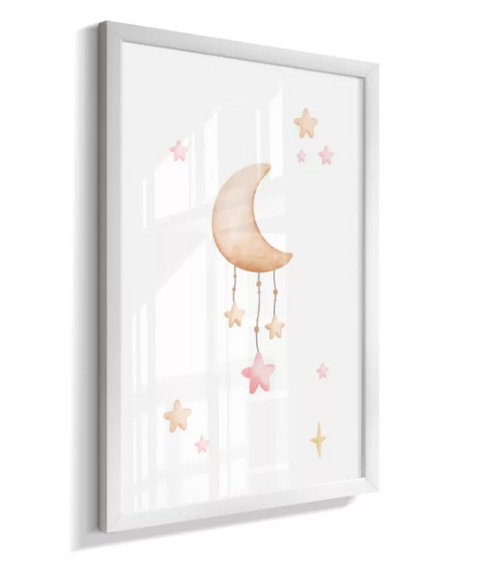Quadro Quarto Bebê Infantil Lua e Estrelas