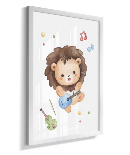 Quadro Quarto Bebê Infantil Leão Musical