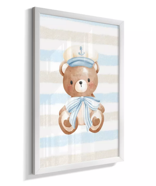 Quadro Infantil Decorativo Quarto Bebê Ursinho Marinho