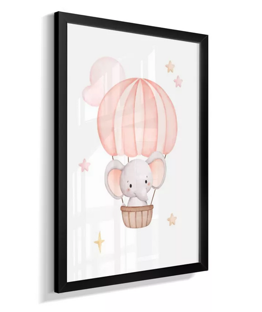 Quadro Quarto Bebê Infantil Elefante no Balão