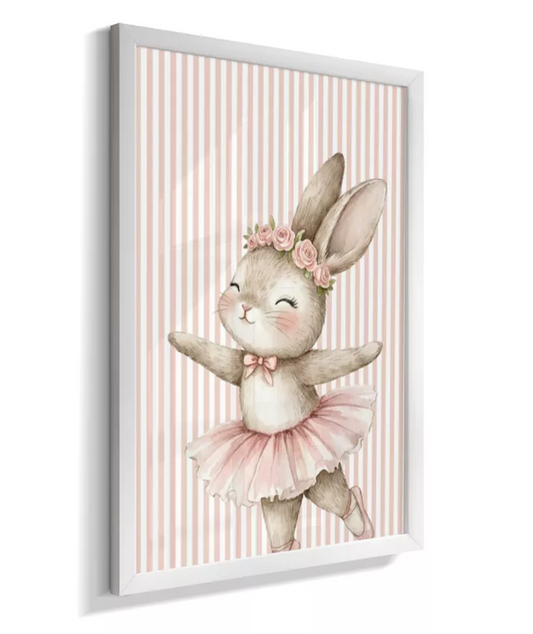 Quadro Decorativo Infantil Quarto Bebê Menina Coelhinha Bailarina