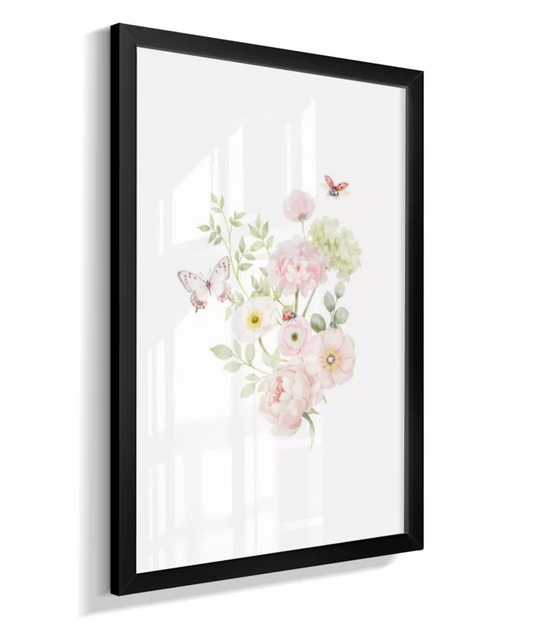 Quadro Infantil Quarto Bebê Menina Flores e Borboletas