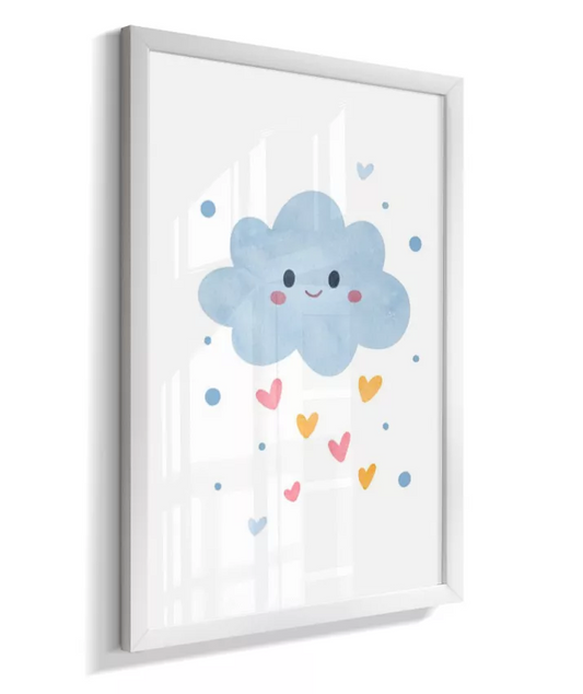 Quadro Quarto Bebê Infantil Nuvem de Corações