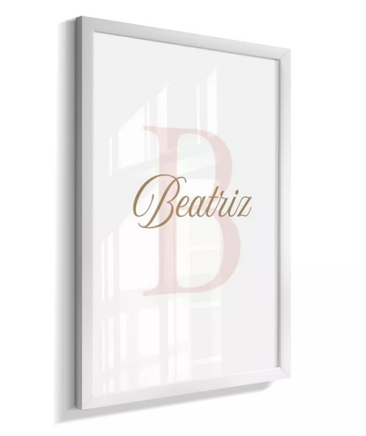 Quadro Decorativo Infantil Personalizado Nome e Inicial Rosa