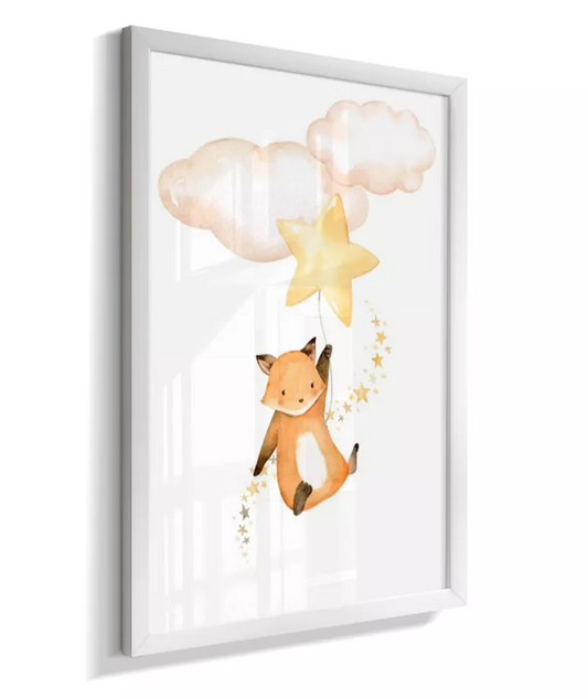 Quadro Infantil Quarto Bebê Neutro Raposinha