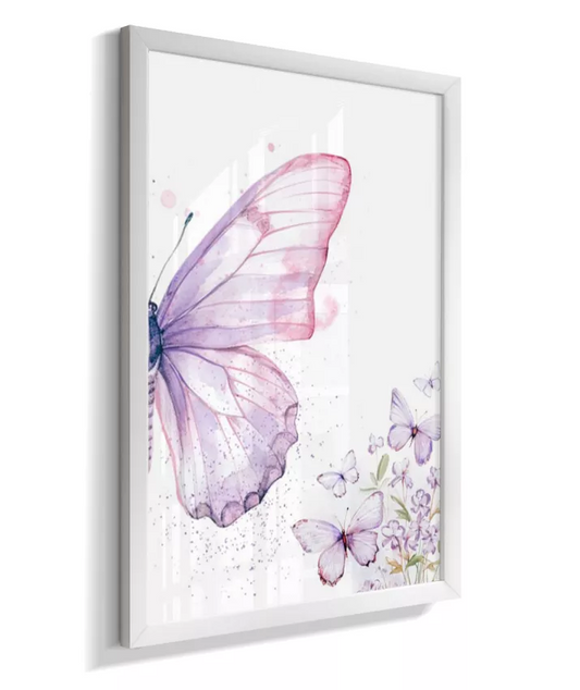 Quadro Infantil Quarto Bebê Menina Borboleta Lilás