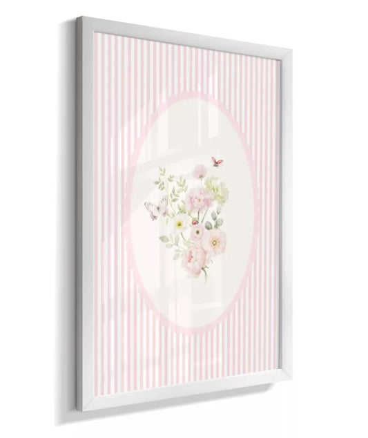Kit 2 Quadros Decorativos Infantil Quarto Bebê Menina Rosa Flores