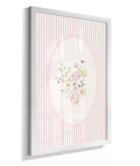 Quadro Decorativo Infantil Quarto Bebê Menina Rosa Floral Flores Delicado