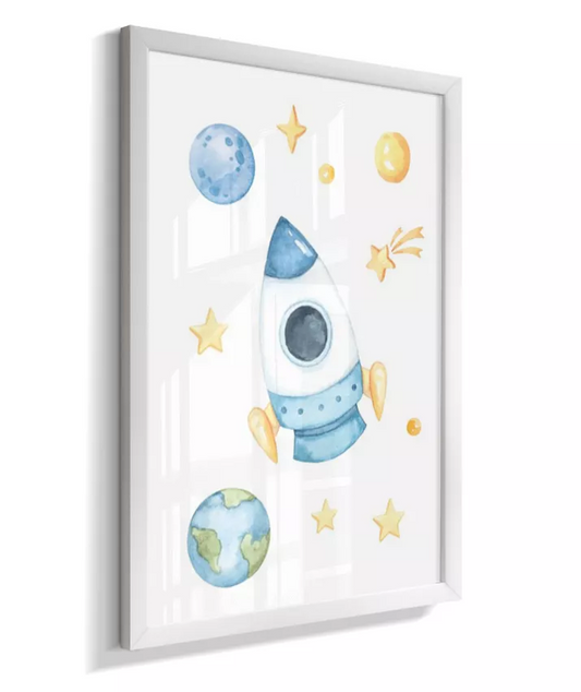 Quadro Quarto Bebê Infantil Foguete