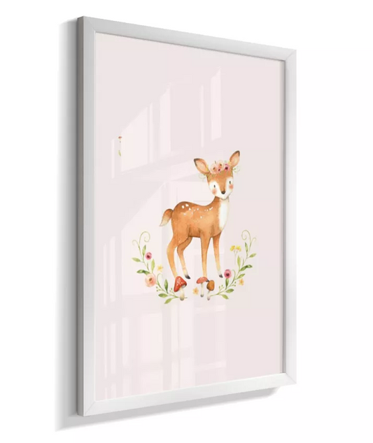 Quadro Quarto Bebê Infantil Cervo Bosque Encantado