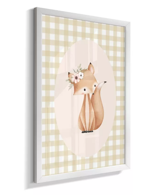 Quadro Quarto Bebê Infantil Bosque Floral Raposa