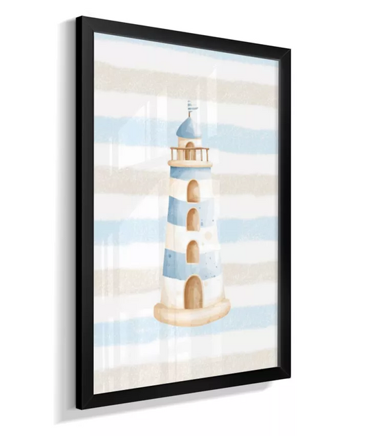 Quadro Infantil Decorativo Quarto Bebê Ursinho Marinho Farol