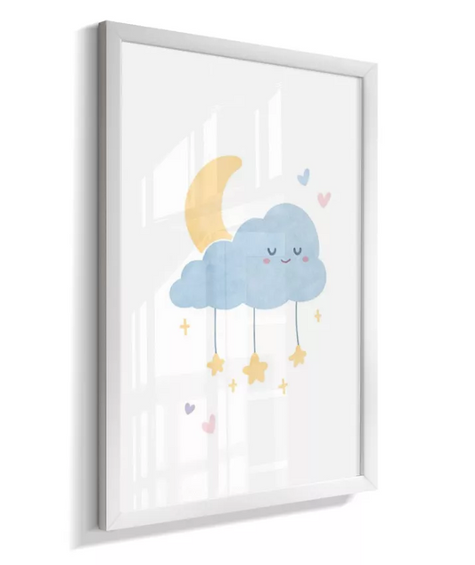Quadro Quarto Bebê Infantil Nuvem e Lua