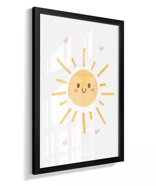 Quadro Quarto Bebê Infantil Sol e Corações