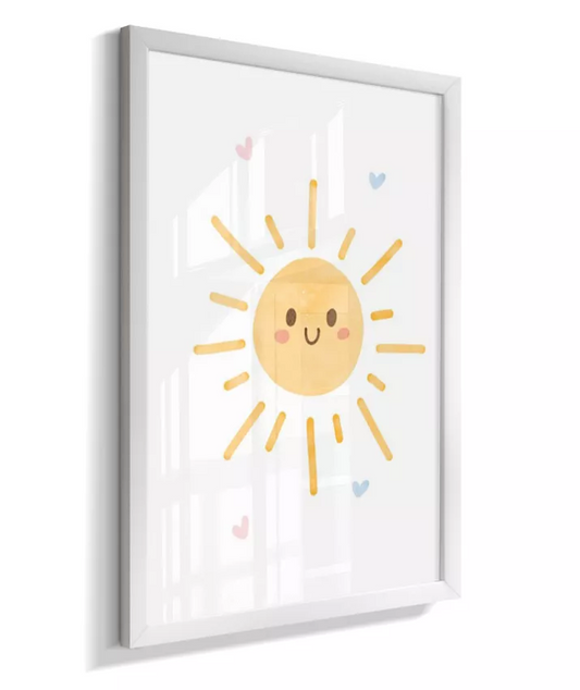 Quadro Quarto Bebê Infantil Sol e Corações