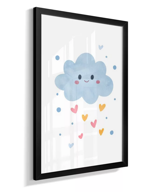 Quadro Quarto Bebê Infantil Nuvem de Corações