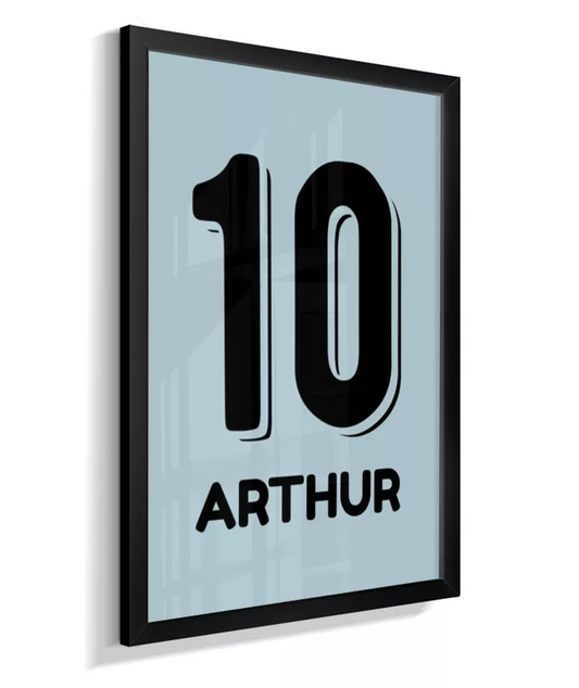 Quadro Infantil Quarto Menino Camisa Futebol Personalizado Número e Nome