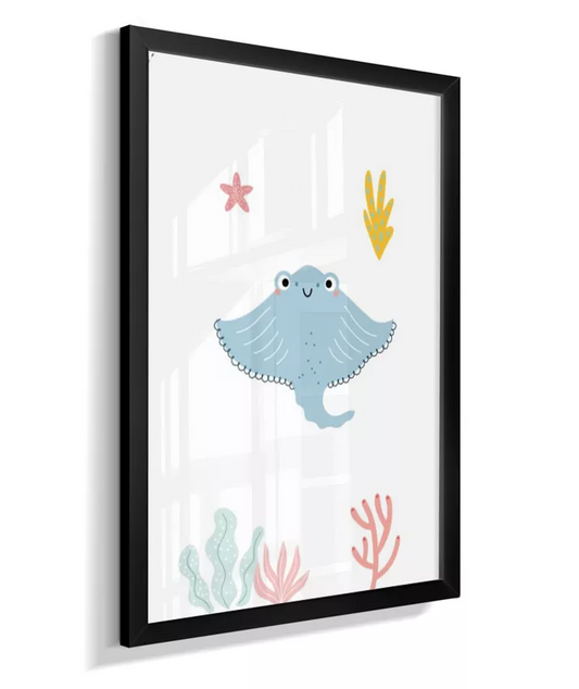 Quadro Quarto Bebê Infantil Polvo Fundo do Mar