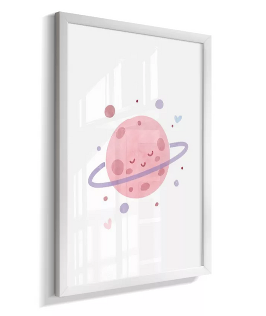Quadro Quarto Bebê Infantil Planeta Rosa