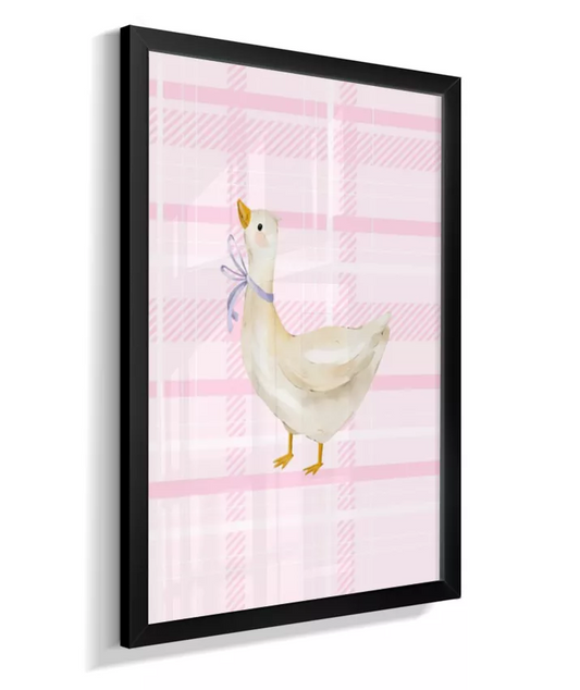 Quadro Infantil Decorativo Patinha Xadrez Rosa